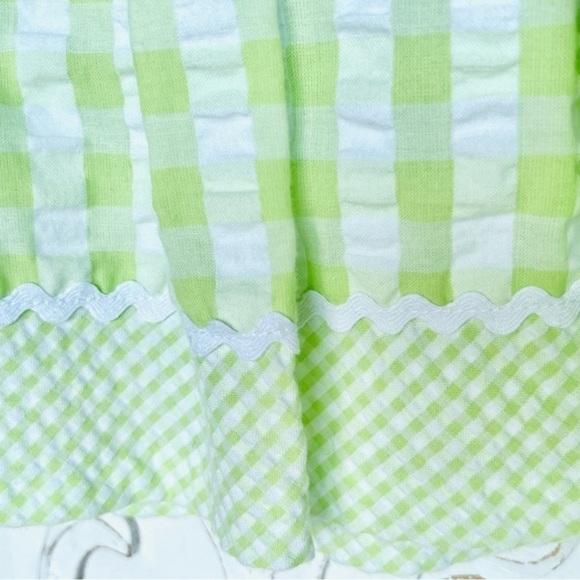 Bonnie Baby - Green and White Gingham / Seersucker with Pink Rose Details Outfit - Picture 6 of 9